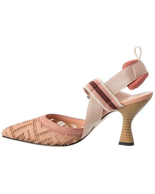 Fendi Pink Colibri Ff Embroidered Slingback Pump