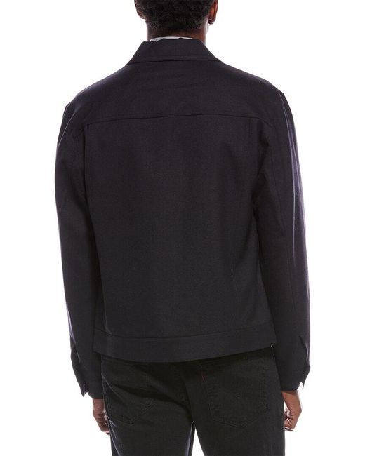Theory Blue Wool-Blend Flannel Shirt for men