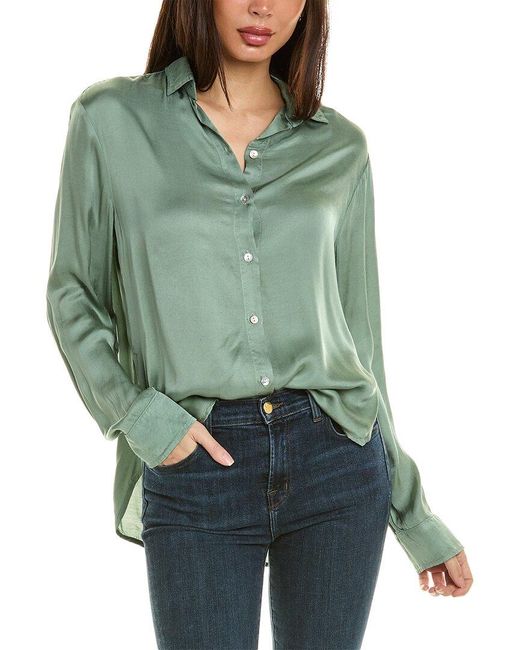 Bella Dahl Green Side Slit Shirt