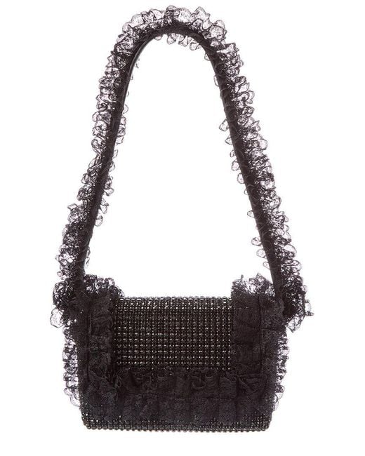 Self-Portrait Crystal Lace Detail Shoulder Bag in Black | Lyst UK