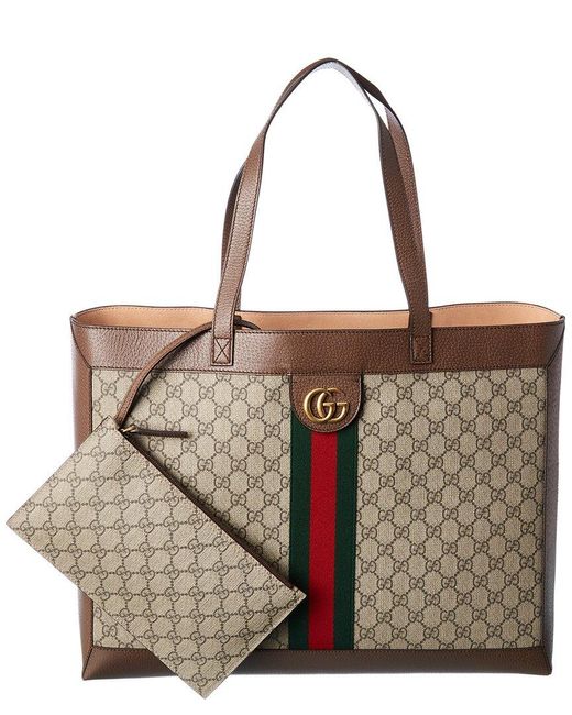Gucci Brown Ophidia Medium GG Supreme Canvas & Leather Tote for men