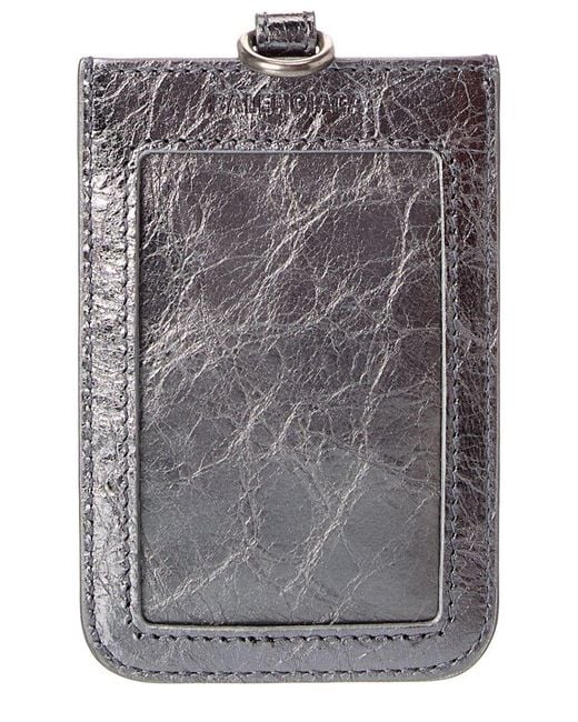 Balenciaga Gray Le Cagole Leather Card Holder On Chain