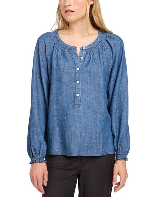 Faherty Brand Blue The Tried And True Linen-Blend Odette Top