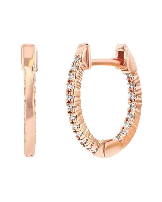 Suzy Levian White 14K Rose 0.50 Ct. Tw. Diamond Huggie Earrings