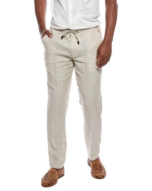 Isaia Natural Drawstring Linen Trouser for men