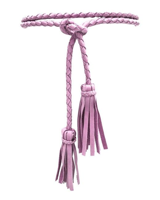 Ada Pink Fringe Soga Leather Belt
