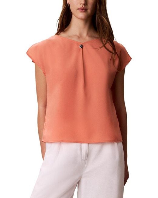 Calvin Klein Orange Pleat Top