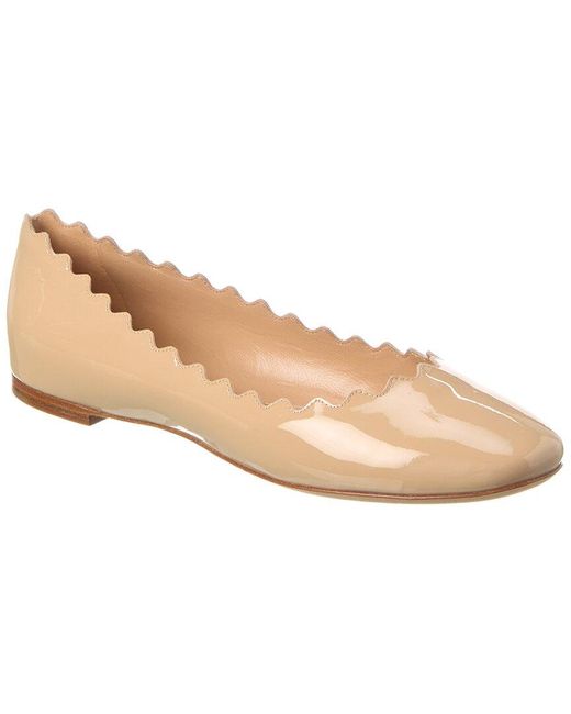 Chloé Natural Lauren Scalloped Patent Ballet Flat