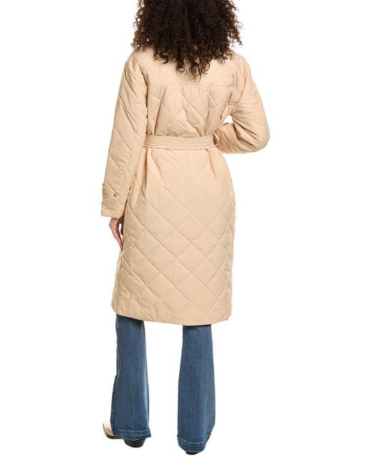 Ellen Tracy Natural Diamond Quilted Trench Coat