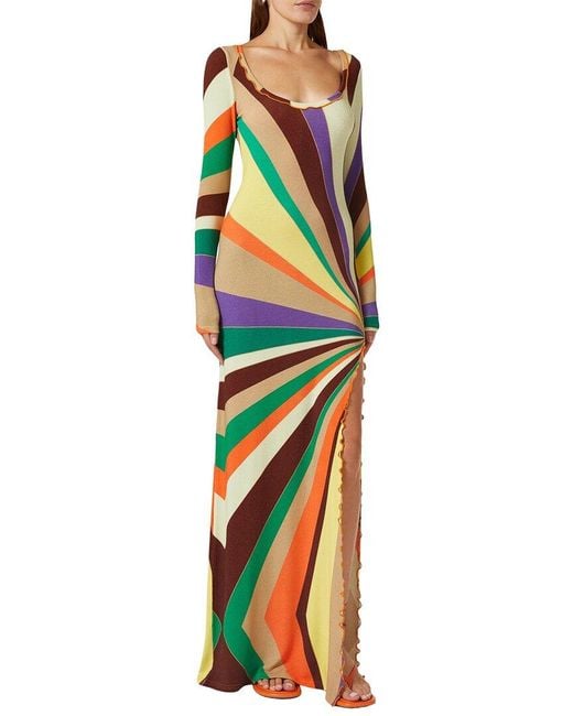 CHARLOTTE GREEN Orange Charlotte Printed Maxi Dress