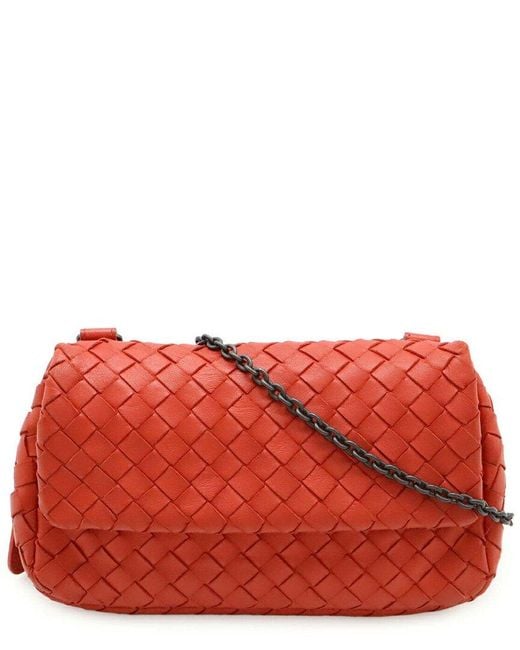 Bottega Veneta Red Leather Chain Shoulder Bag (authentic Pre-loved)