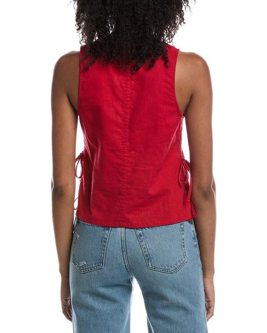 Michael Stars Red Gio Little Linen V-Neck Top