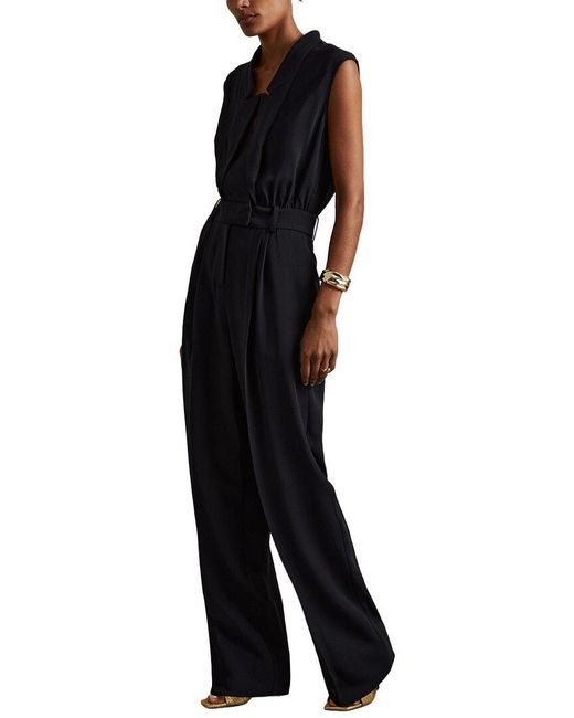 Reiss Black Sara Tux Detail Jumpsuit