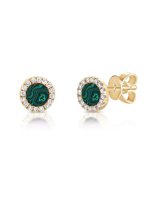 Sabrina Designs Multicolor 14K 0.42 Ct. Tw. Diamond & Malachite Small Disc Studs