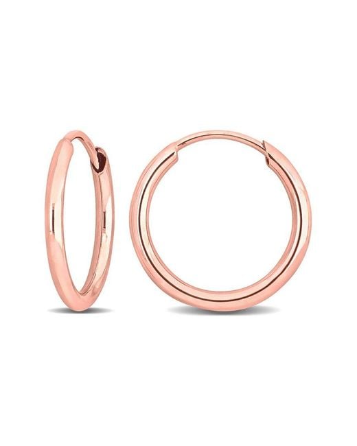 Italian Gold Pink 14K Italian Rose Hoops