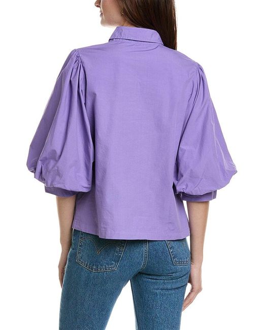 Stateside Purple Heavy Poplin Puff Sleeve Shirt