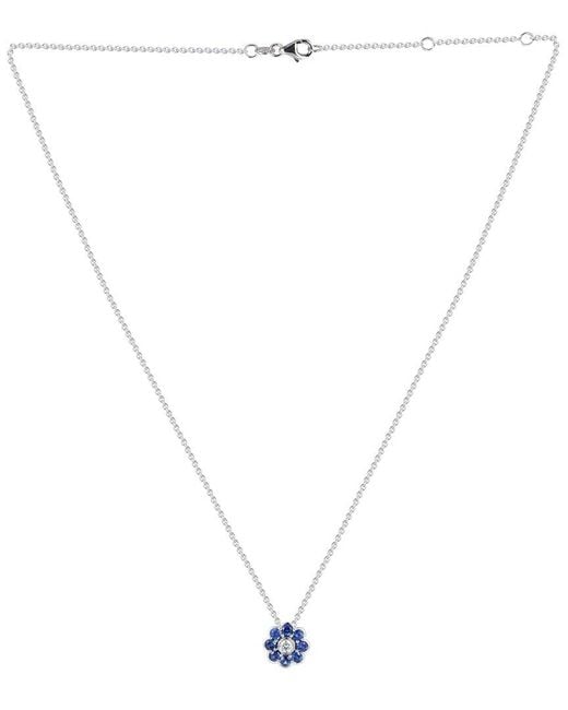 Gregg Ruth Blue 14K 0.91 Ct. Tw. Diamond & Sapphire Flower Pendant