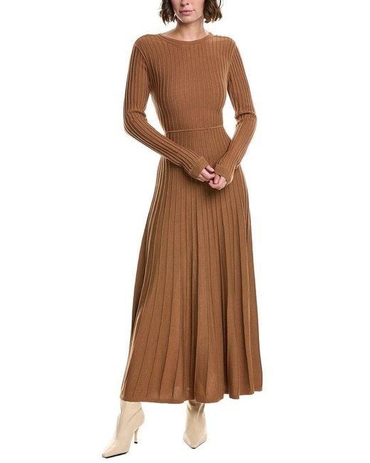 Ba&sh Brown Jazia Wool-Blend Maxi Dress