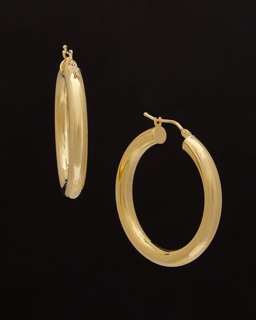 Italian Gold Black 18K Polished Hoops