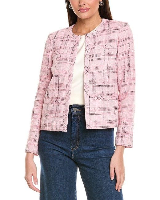 St. John Red Prince Of Whales Plaid Jacket