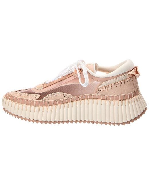 Chloé Pink Nama Nylon & Suede Sneaker