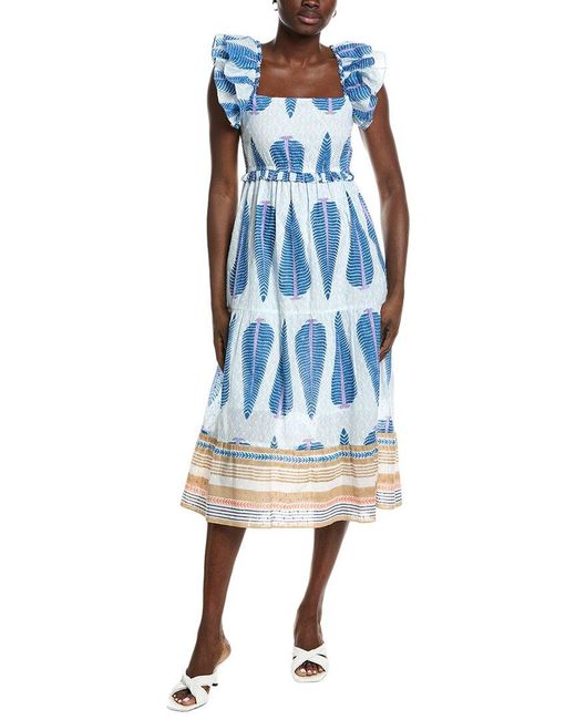 Garrie B Blue Ruffle Midi Dress