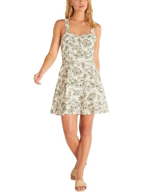 Z Supply White Kendra Tropical Linen-blend Mini Dress