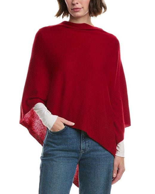 Sofiacashmere Red Sofiacashmere Jersey Solid Wool & Cashmere-Blend Poncho