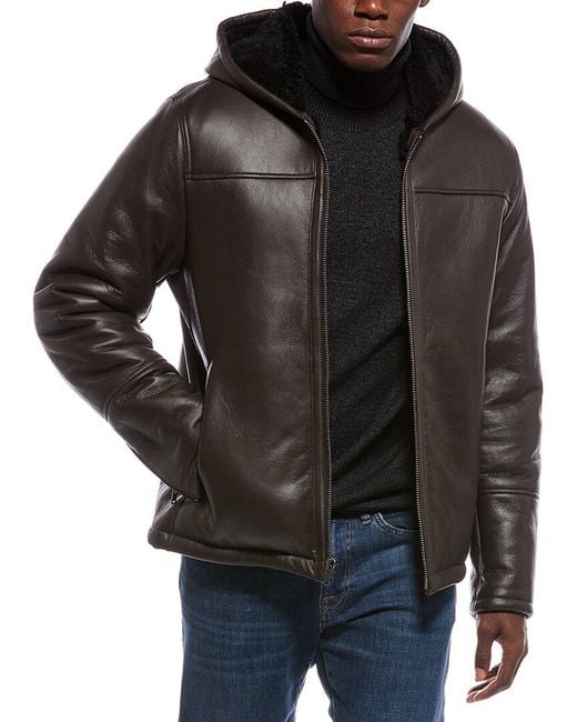 Vince Black Shearling Hooded Jkt for men