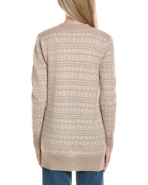 Sofiacashmere Natural Fairisle Shawl Collar Wool & Cashmere-Blend Cardigan
