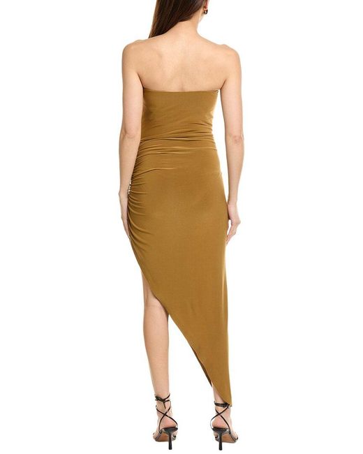 Norma Kamali Brown Strapless Side Drape Gown