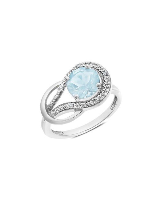 MaxColor White 10k 2.30 Ct. Tw. Diamond & Aquamarine Eternity Ring