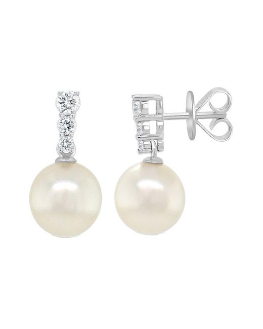 Sabrina Designs White 14k 0.21 Ct. Tw. Diamond Pearl Earrings
