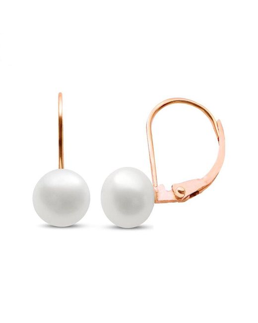 Liv Oliver White 18k Rose Gold Plated 10-12mmmm Pearl Drop Earrings