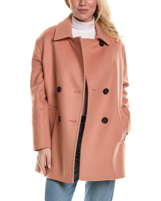 Cinzia Rocca Pink Short Wool & Cashmere-blend Coat