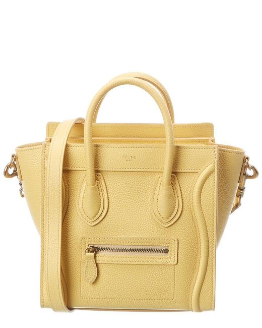 Celine Luggage Nano Leather Tote in Yellow Lyst