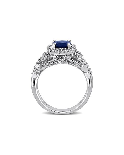 Rina Limor Blue 14K 1.80 Ct. Tw. Diamond & Sapphire Halo Ring