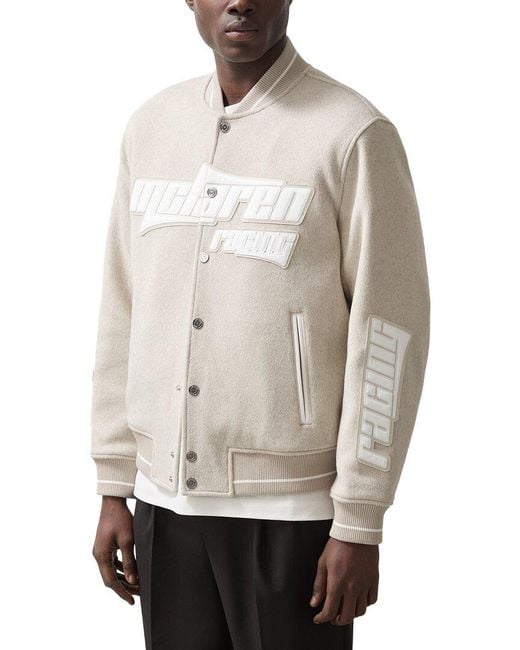 Reiss Gray Track Wool-Blend Bomber Jacket for men