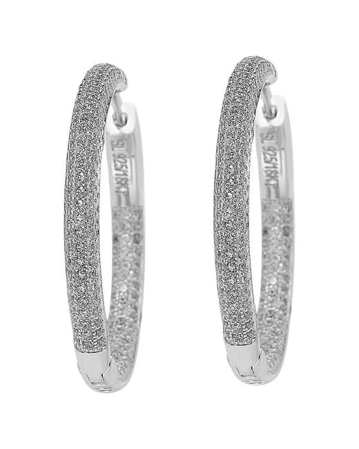 Suzy Levian CZ Jewelry White Suzy Levian Silver Cz Hoops