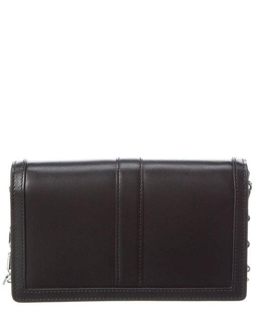 Versace Black Greca Mini Leather Wallet On Chain