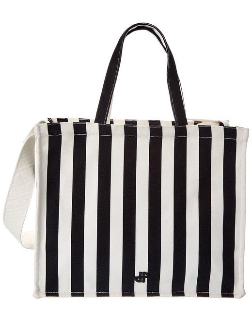Patou Black Jp Large Striped Canvas Tote