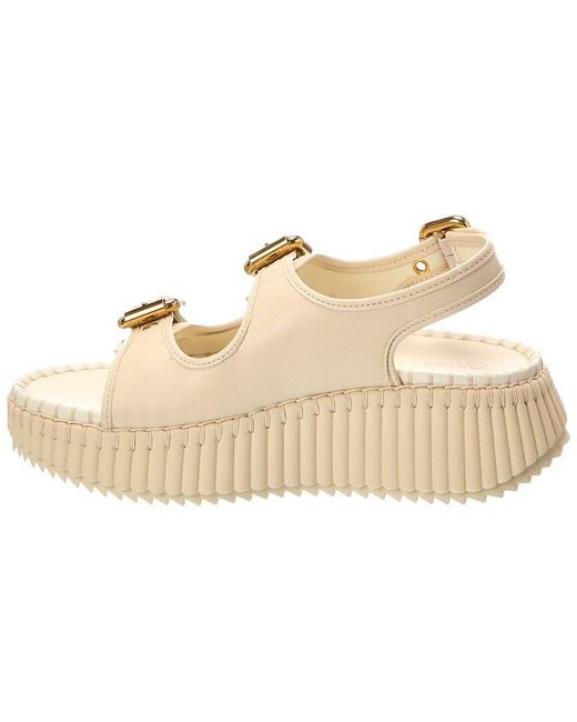 Chloé Natural Nama Leather Wedge Sandal