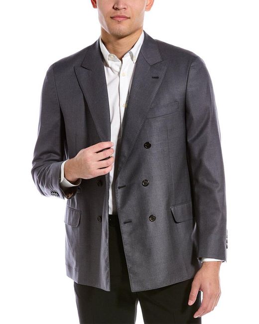 Brunello Cucinelli Gray Double-breasted Wool Suit Jacket for men