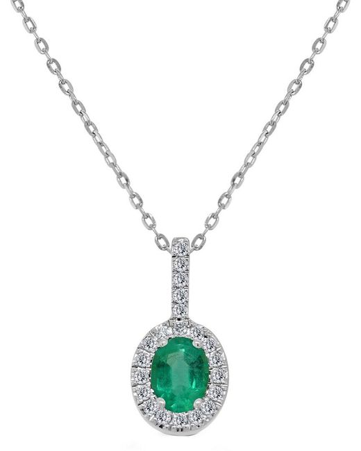 Sabrina Designs Metallic 14k 0.48 Ct. Tw. Diamond & Emerald Oval Pendant