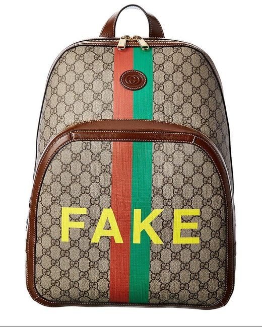 Gucci Black Fake/not Print Medium GG Supreme Canvas & Leather Backpack