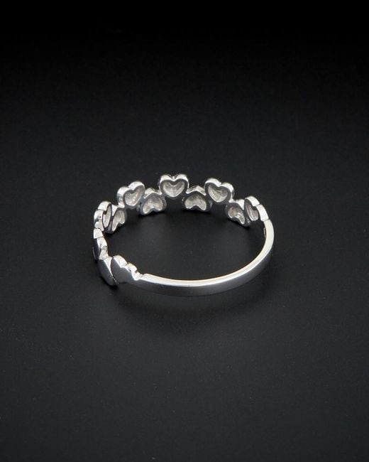 Italian Gold Black 14k Italian White Gold Hearts Ring