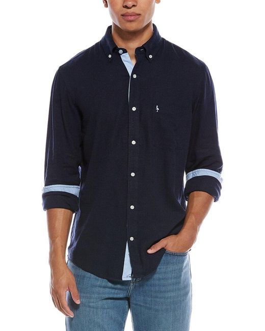 Tailorbyrd Blue Solid Linen-Blend Shirt for men