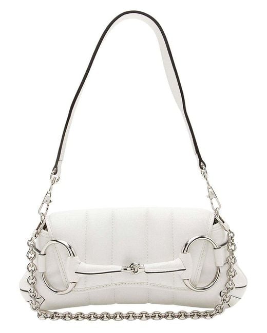Gucci Multicolor White Calfskin Horsebit Chain Small Shoulder Bag (authentic Pre-loved)