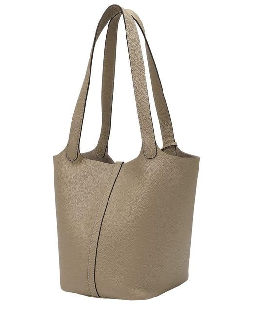Tiffany & Fred Paris Brown Pebbled Leather Bucket Tote