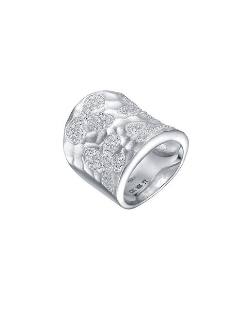 Genevive Jewelry Metallic Silver Cz Cuff Ring